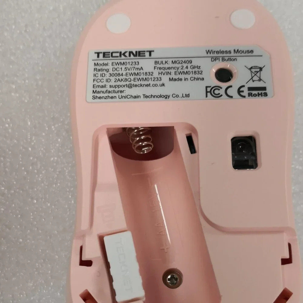 TECKNET Wireless Mouse for Laptop, 2.4GHz USB Mini Cordless Pink EWM01233